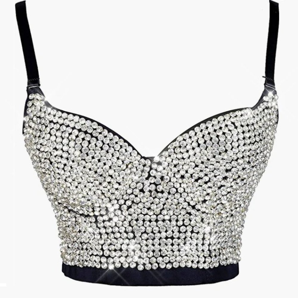 NEW Sparkling Bling Swarovski Crystal Rhinestone Bustier Bra Top + FREE … - Picture 11 of 17
